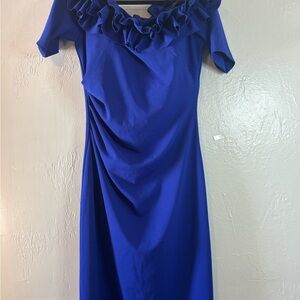 Ruffled Off-the-Shoulder Short Sleeve Gown
 Ruffle Dress